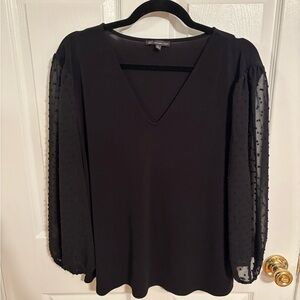 Adrianna Papell Black Blouse with Sheer Sleeves